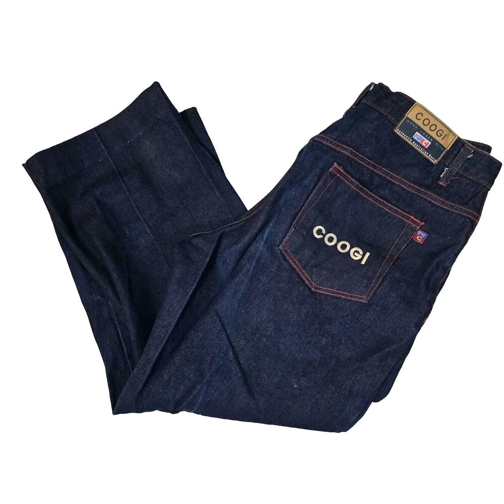 Coogi Jeans Mens 36 Blue Denim Red Stitch Streetwear Y2K Outdoor 36X26 Dark Wash